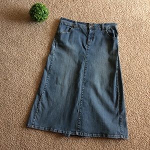 Long Modest Stretch Denim Jean Skirt No Slit 14